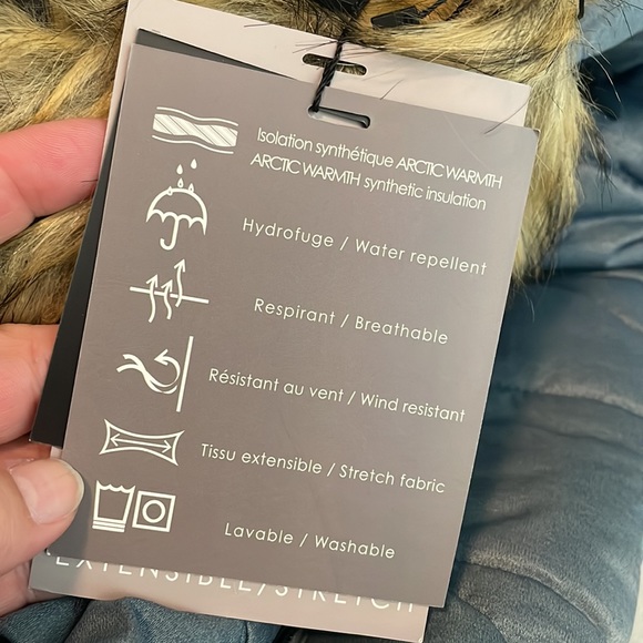 NWT NUAGE Stretch Diagonal Quilted Coat w/Removable Hood Soft Blue Medium - Picture 3 of 8